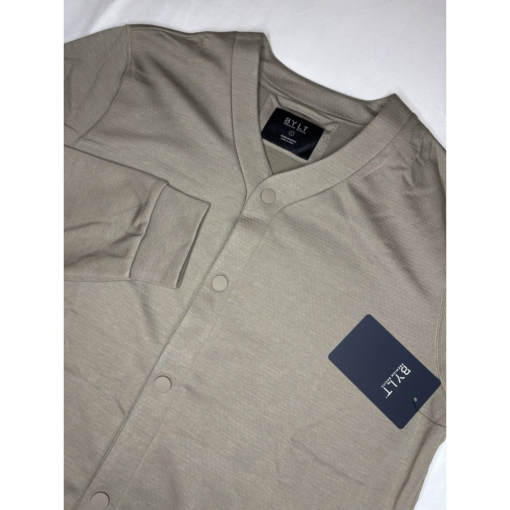 BYLT Premium Basics Adventure Fleece Full Snap Cardigan‎ Taupe Size Large NWT
